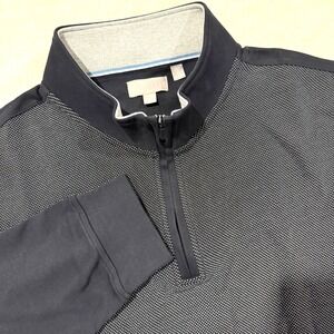 Ted Baker Pullover Men XXL Black Textured Quarter Zip Long Sleeve Sweater